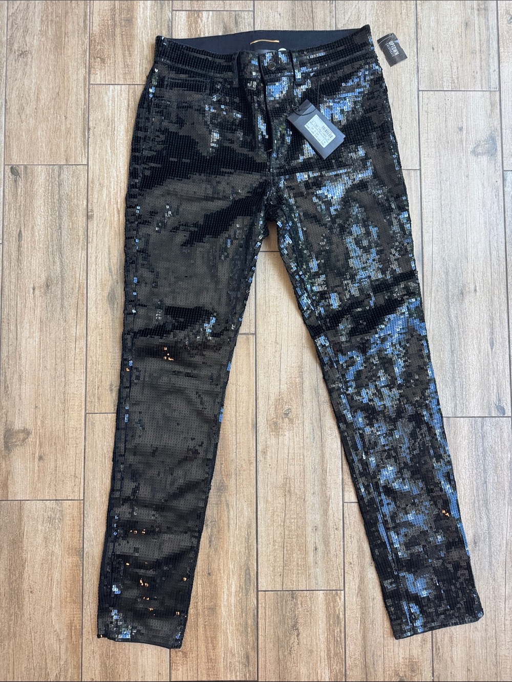 Saint Laurent Black Leather Logo Waistband Trousers